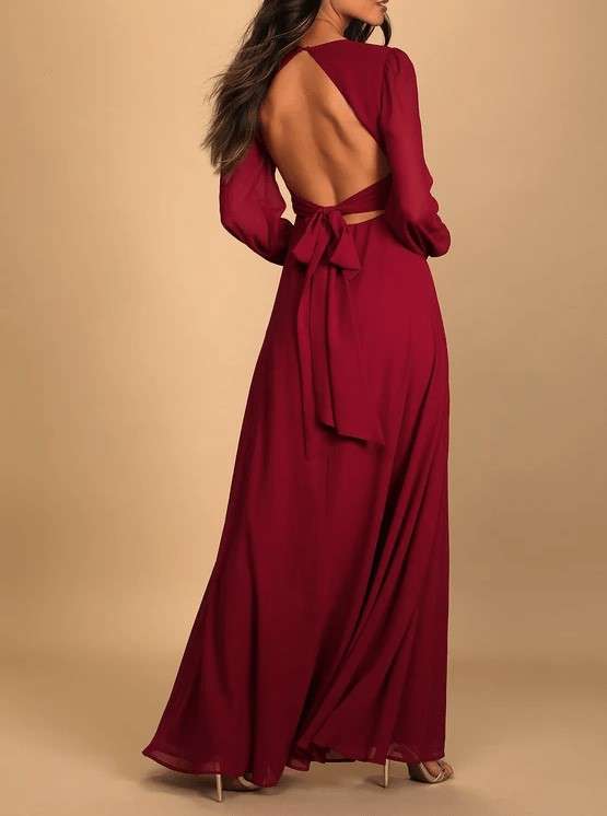 Off Neck Lace Up Backless Maxi Dress
