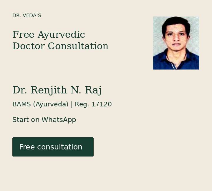Free Ayurvedic doctor consultation with Dr. Renjith N. Raj, BAMS (Ayurveda), registration 17120