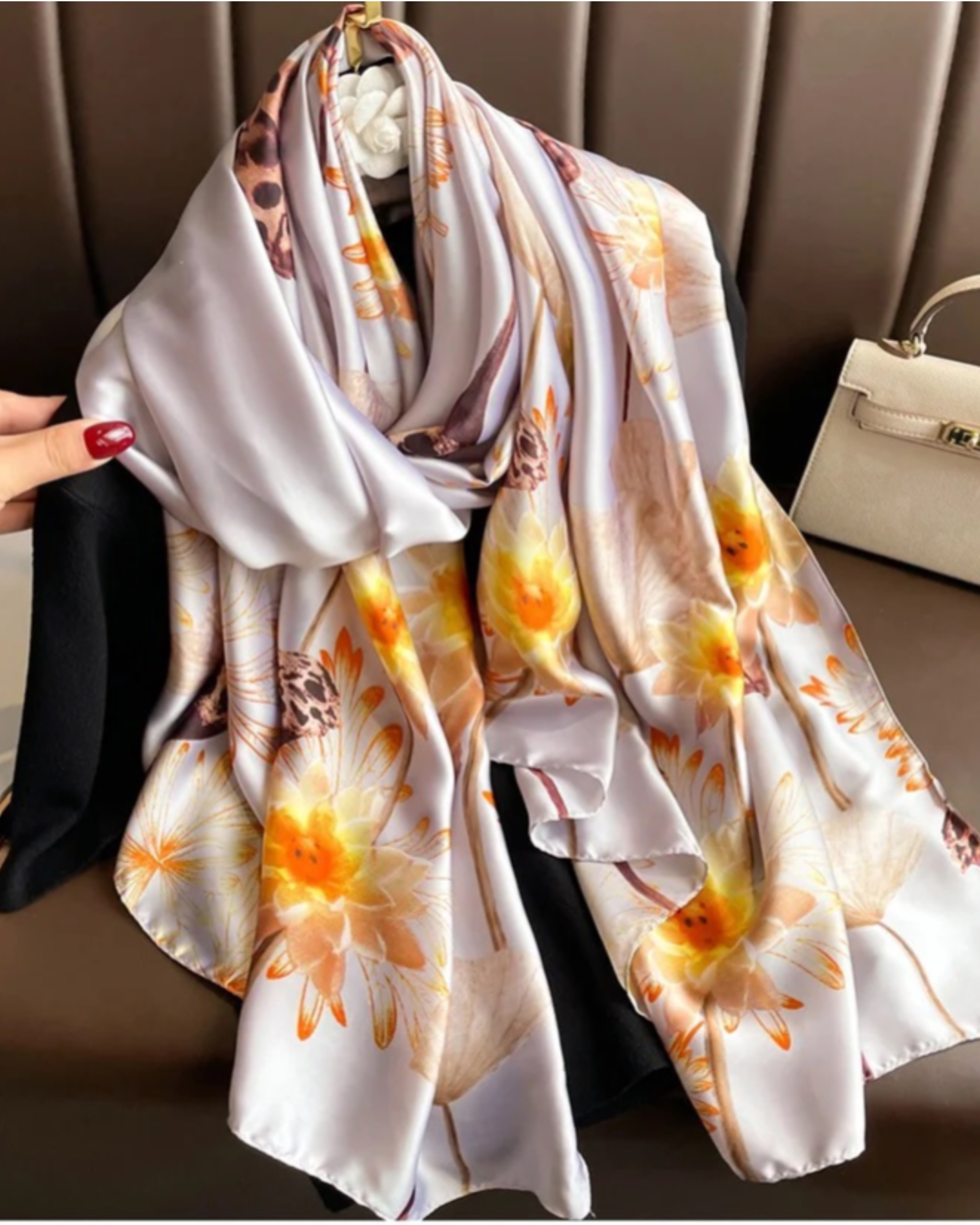 Luxury Printed Silk Hijab - Elegant & High Quality