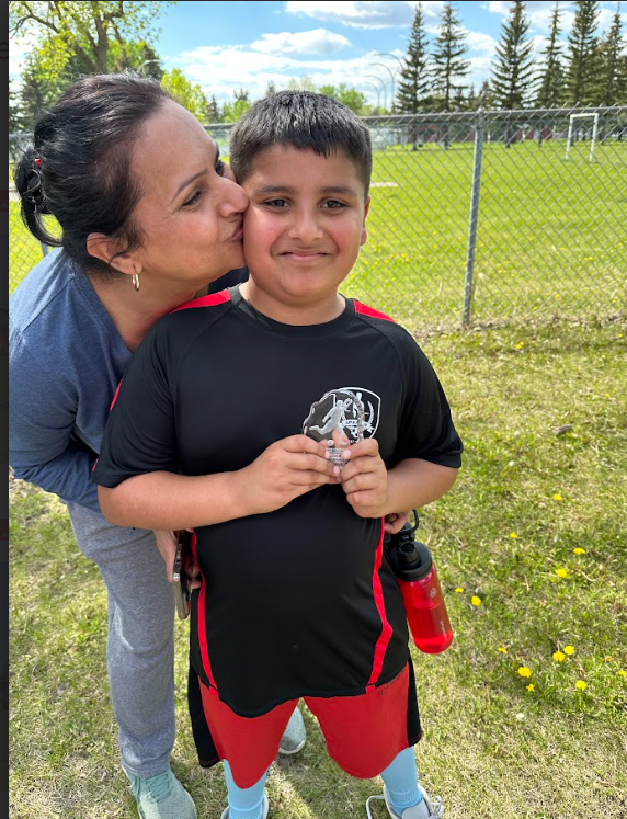 Youth soccer players in training