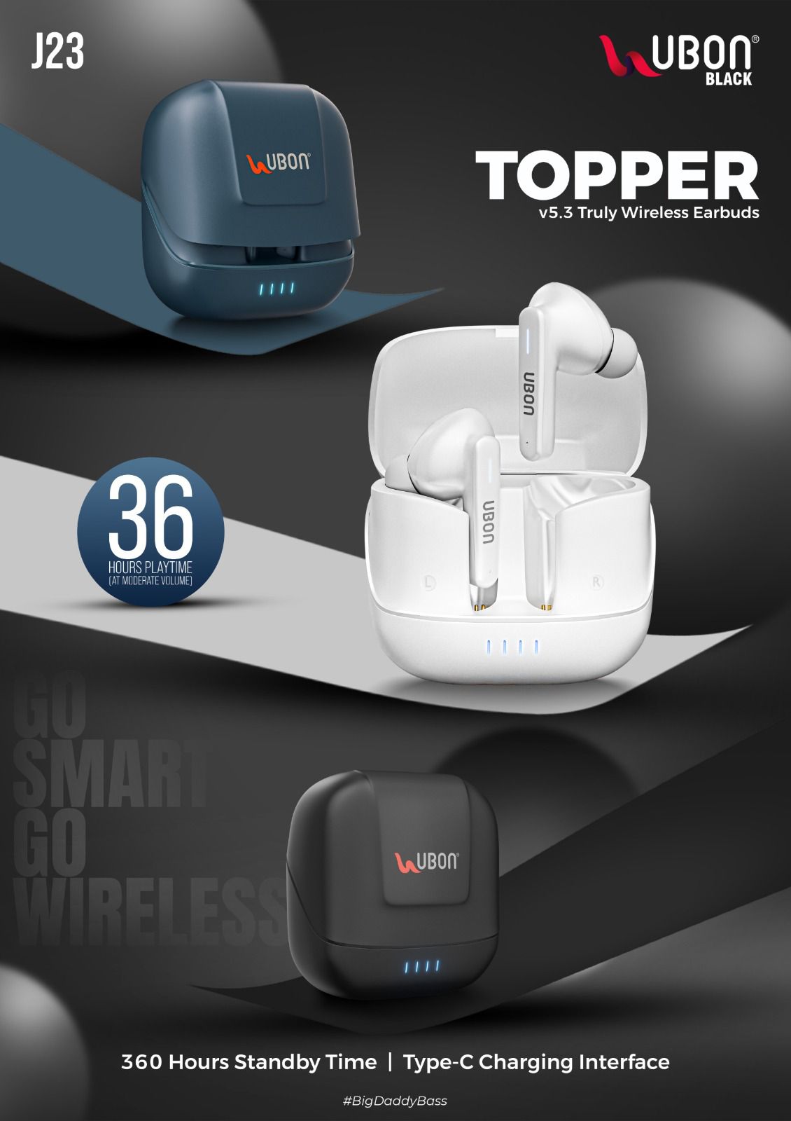 UBON J23 Topper Series Airpodes | 36 Hours Playtime | Noise Isolation ...