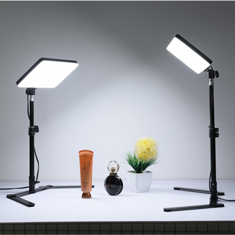 PHOTOMAX LED Video Light Panel, 11 Inch, 3200K-6000K Adjustable with Remote Control, Adjustable Height Desk Tripod, for Photography, Live Streaming Camera Light with Desk Tripod CM01