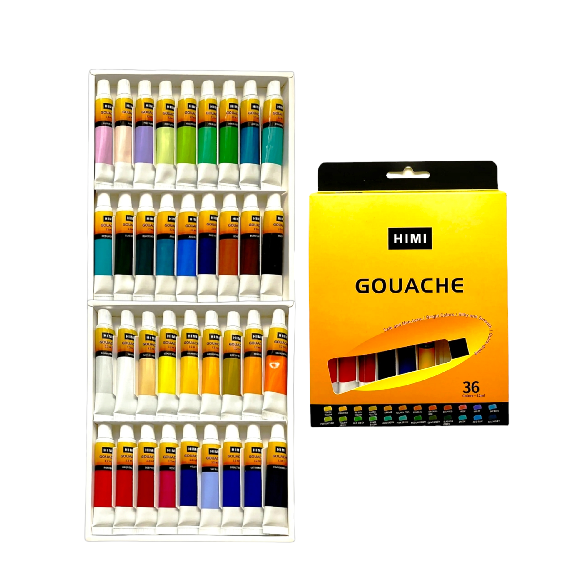 HIMI Gouache Paint, 36 Colors, 12ml, 0.4 US fl oz Tubes, Non Toxic