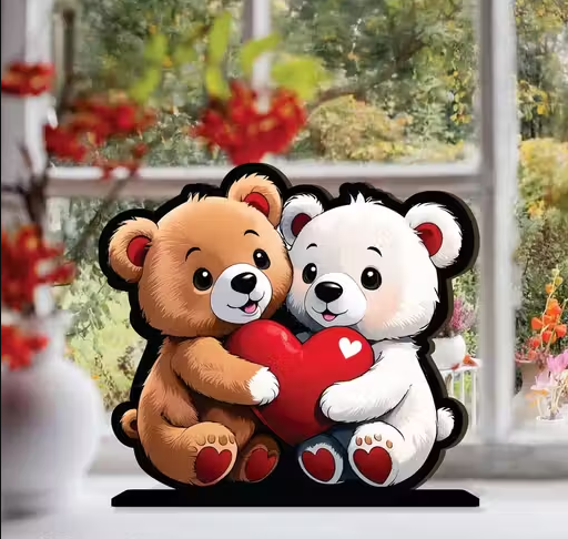 Brown White Teddy Table Decor for Desk Showpiece | Home Decoration | Gift Item |