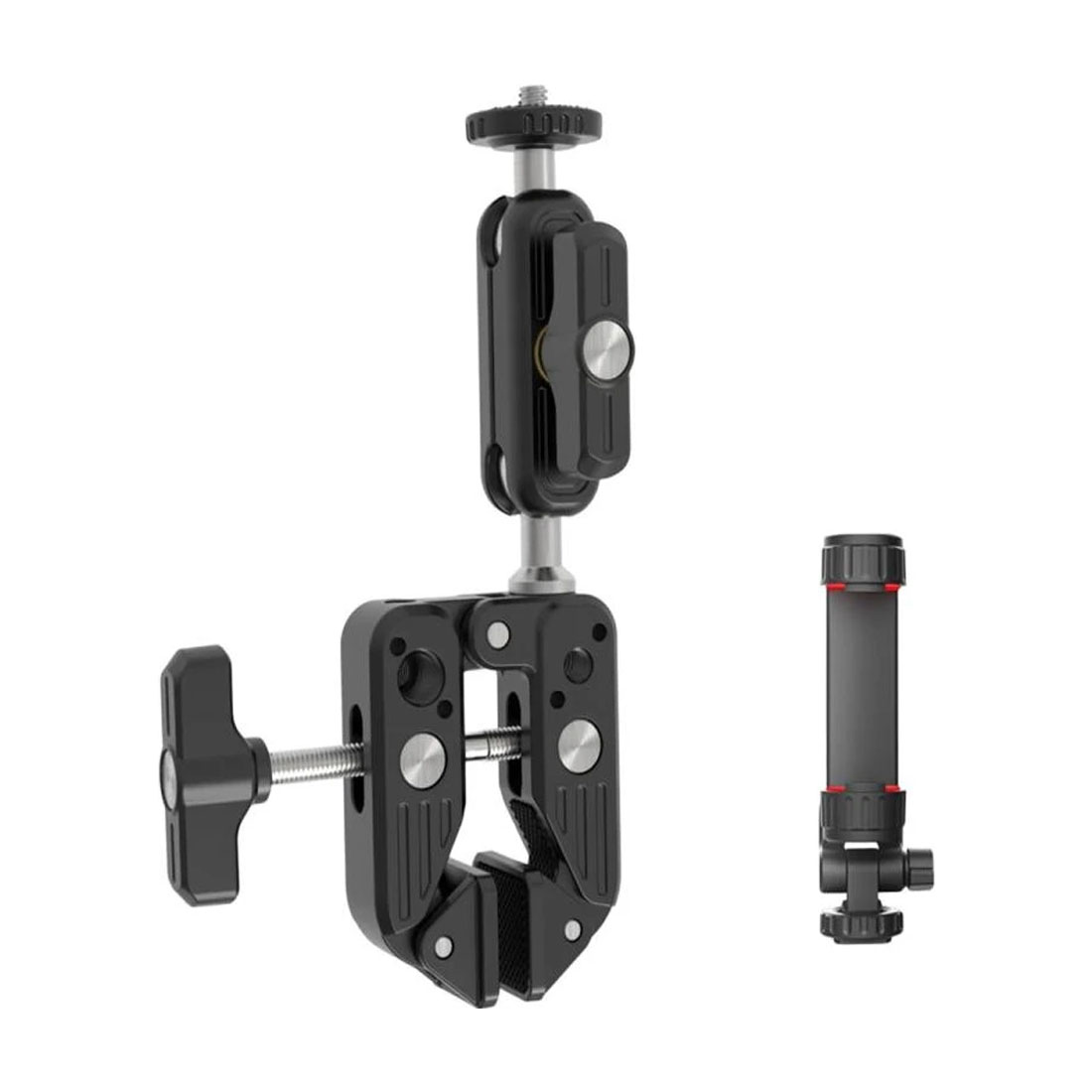 PHOTO MAX Super Clamp Magic Arm Mount with 1/4" Screw Ball Head & Mobile Holder Compatible with Go Pro, Insta360, Action Cameras & Smartphones