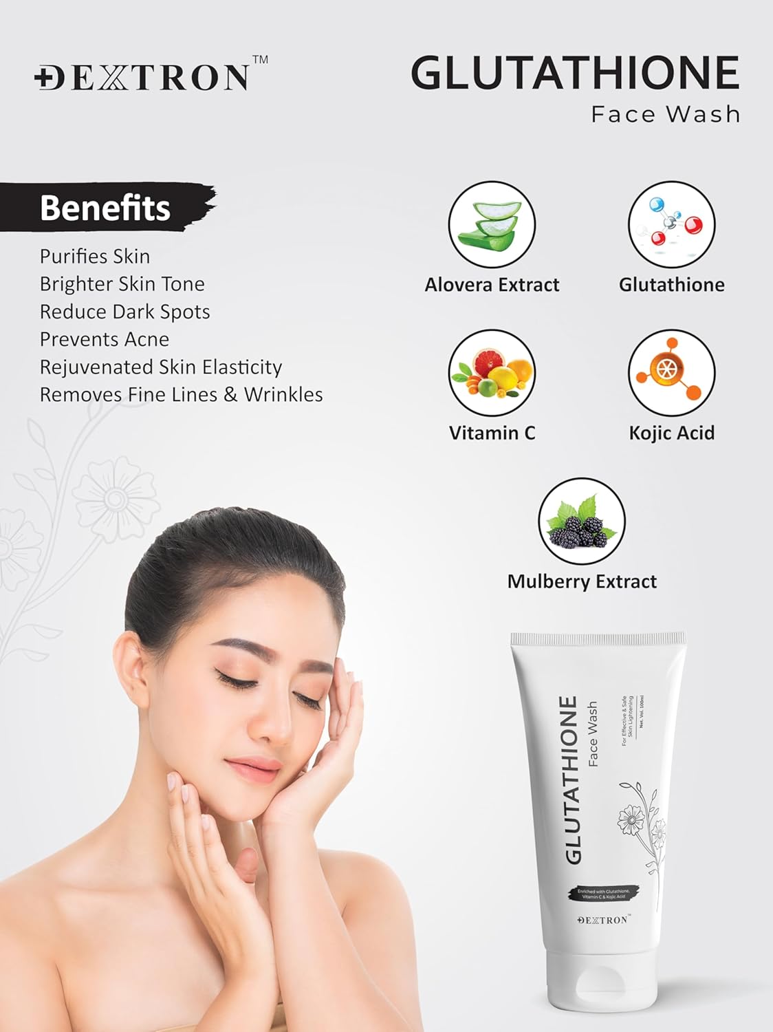 Dextron Glutathione Face Wash – 100ml