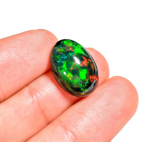 6.5 Ct Natural Black Ethiopian Opal Cabochon - Rare Oval Fire Play Gemstone for Custom Jewelry