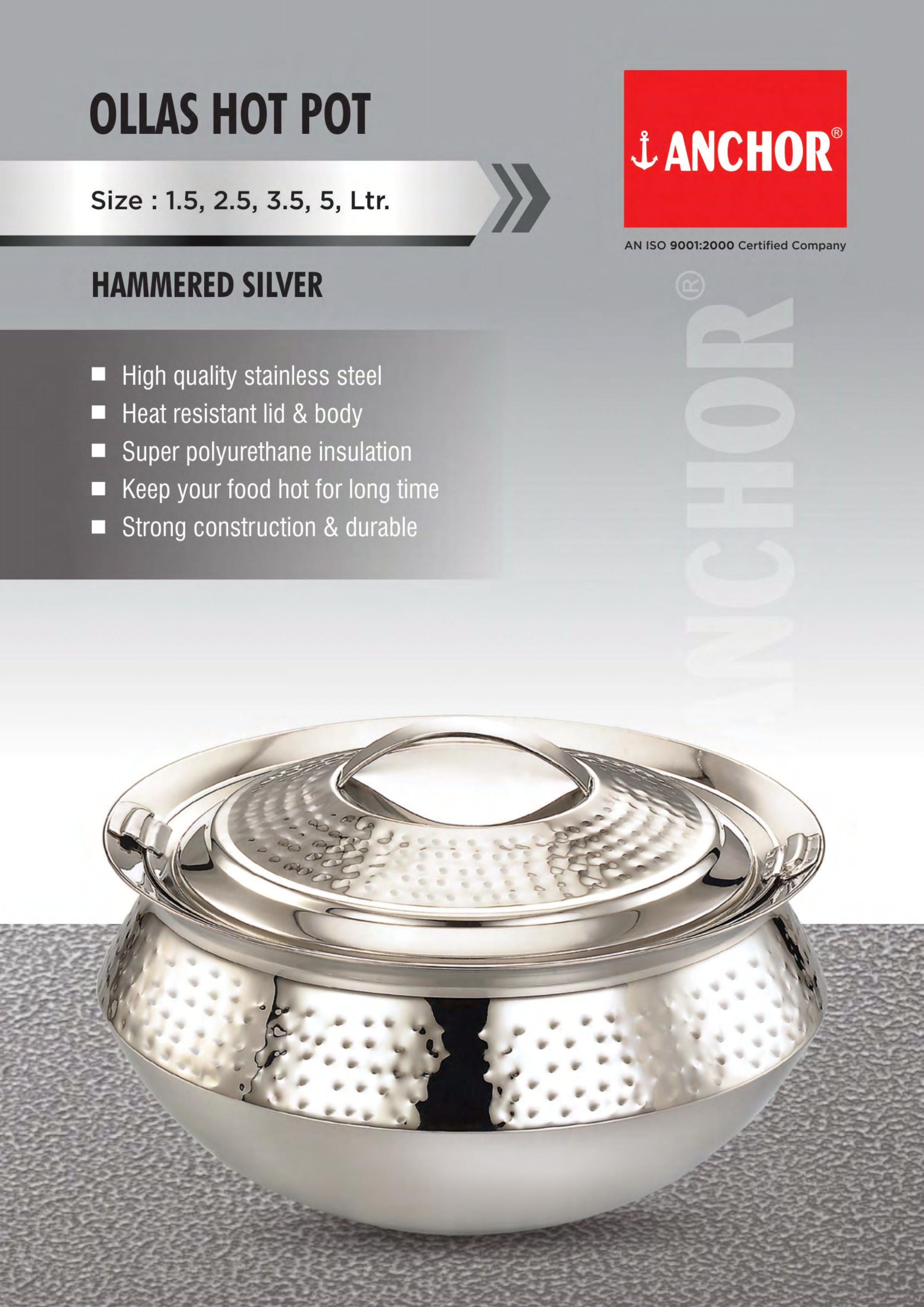 ANCHOR Stainless steel Hot Pot 3.5 LTR Serve Casserole Price in