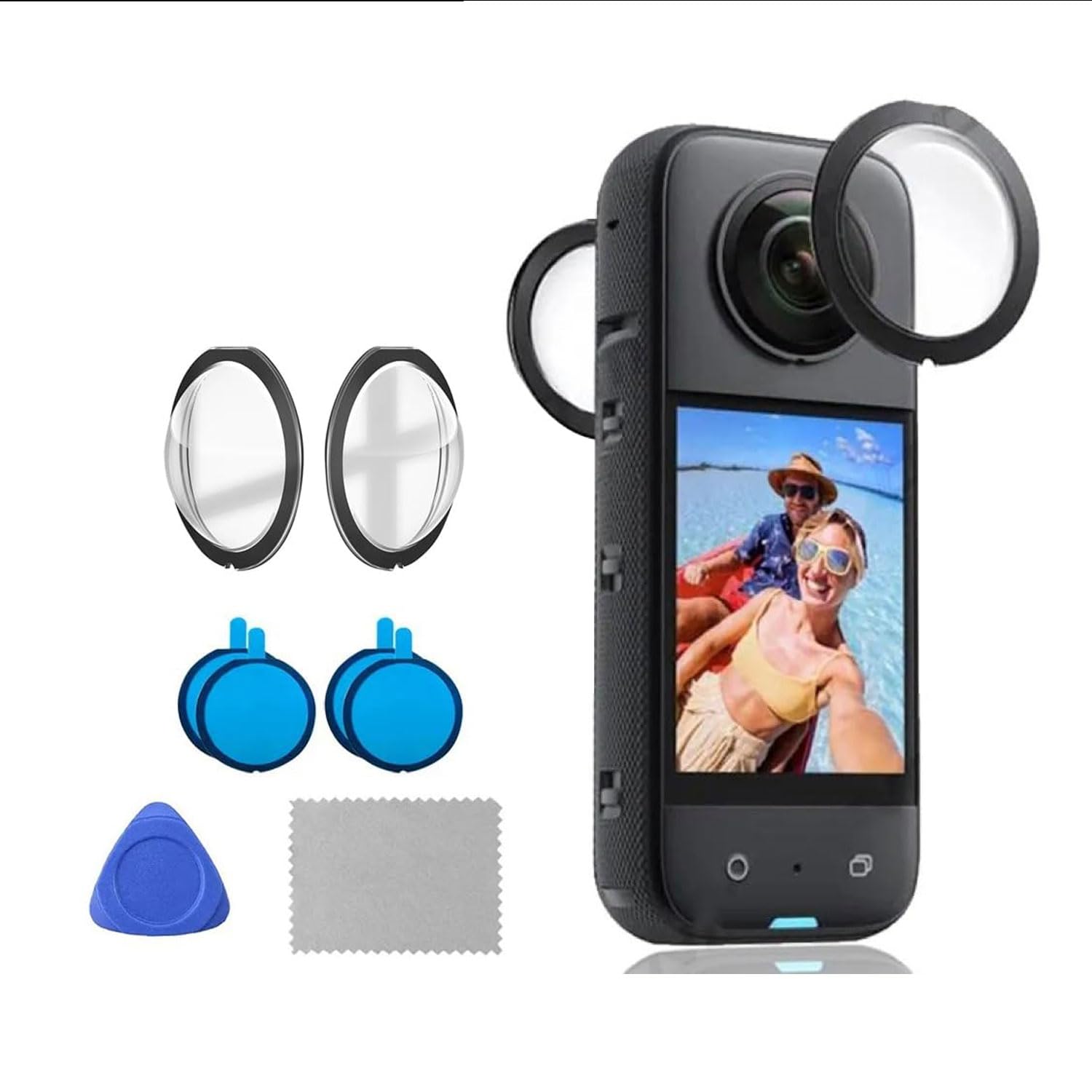 PHOTO MAX Insta 360 X3 Lens 2Pcs Dual Lens Protector Guard Sticky Tempered for Insta 360 Action Camera Lens Cover Dust Proof, Anti-Strach Protective 360 Accessories (Insta 360 X3 Lens)