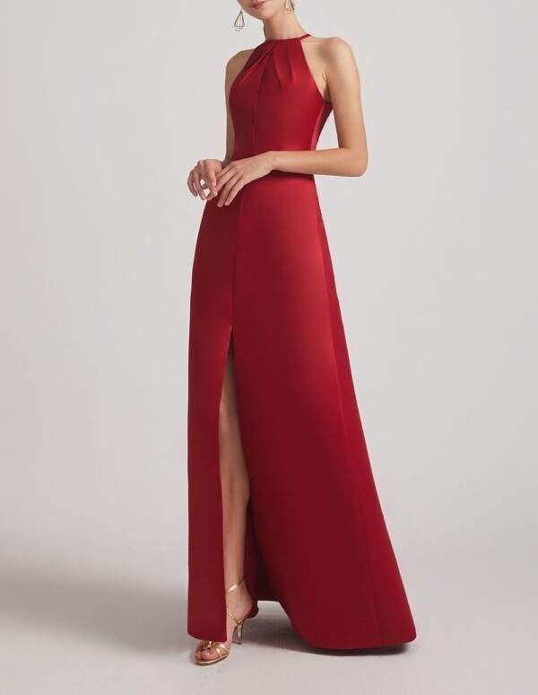 Buy Crinkle Halter Neckline | Keyhole with Front Slit | Gown