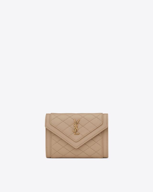 YSL GABY SMALL ENVELOPE WALLET (DARK BEIGE) - FAME OFFICIAL