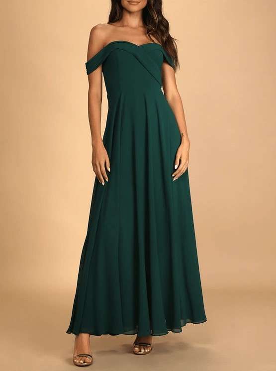 Good Fun Off Shoulder Maxi Dress Green