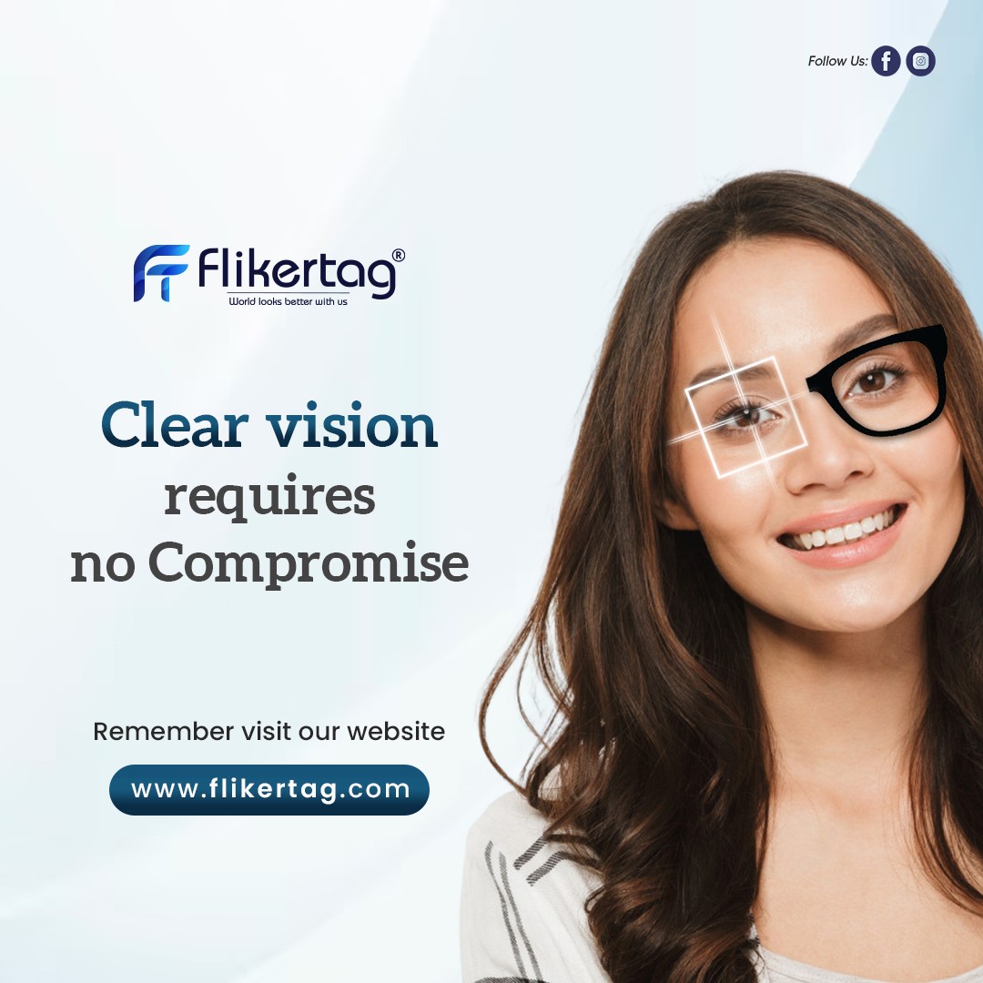 Computer graphic white background, female wear blue cut lens for clear vision with smiling face