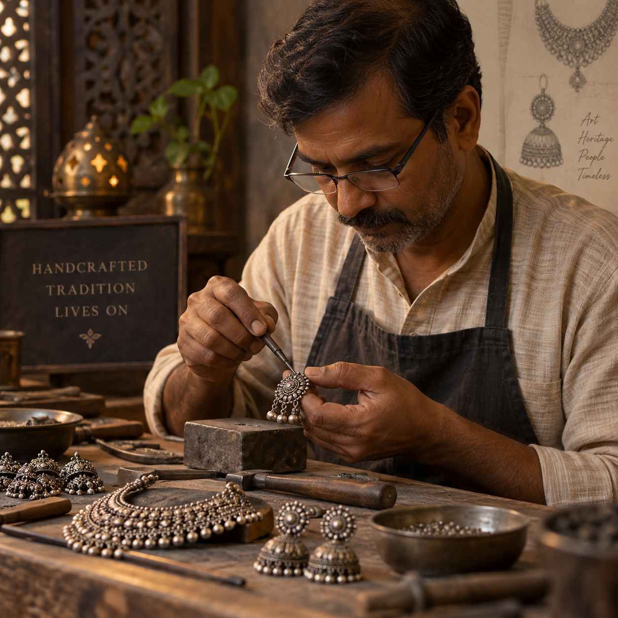 Artisan crafting traditional oxidized jewellery