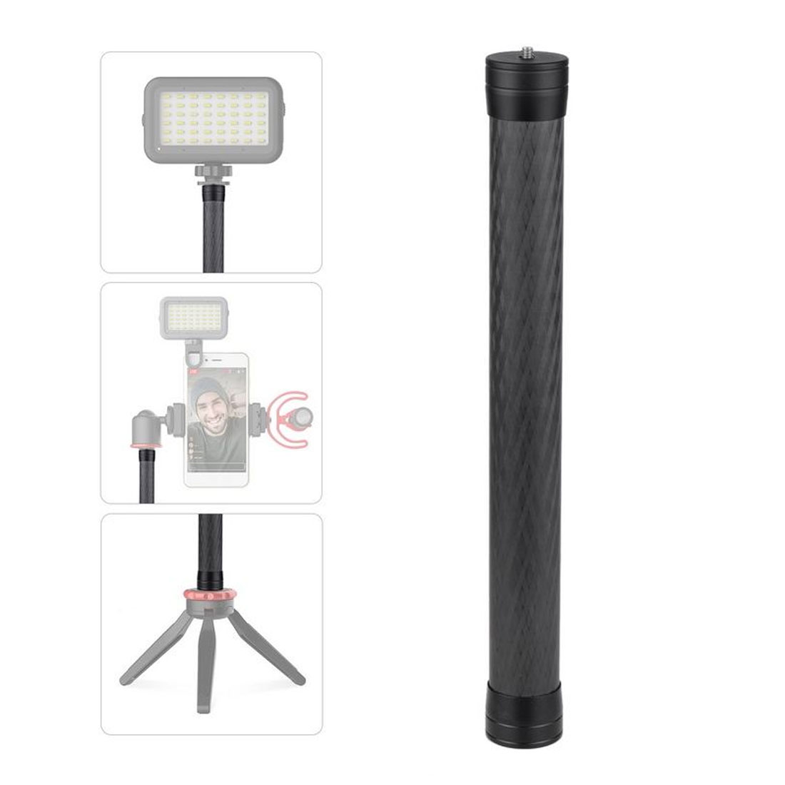 PHOTOMAX Carbon Fiber Extension Pole 35cm – Professional Stabilizer Monopod Stick with 1/4" Screw Mount for Camera, Mobile Holder & Action Cameras (Stabilizer Selfie Stick)
