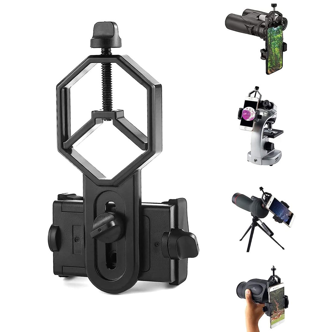 PHOTOMAX Universal Smartphone Telescope Adapter Mount – Adjustable Metal Phone Holder for Binoculars, Monocular & Spotting Scope