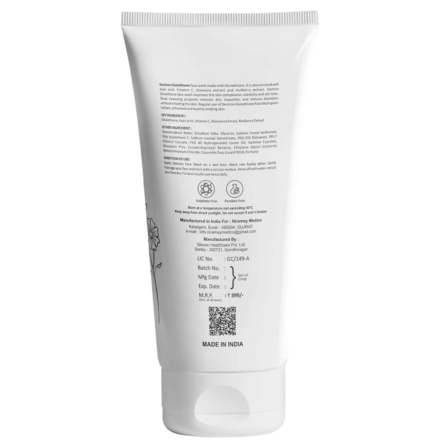 Dextron Glutathione Face Wash – 100ml