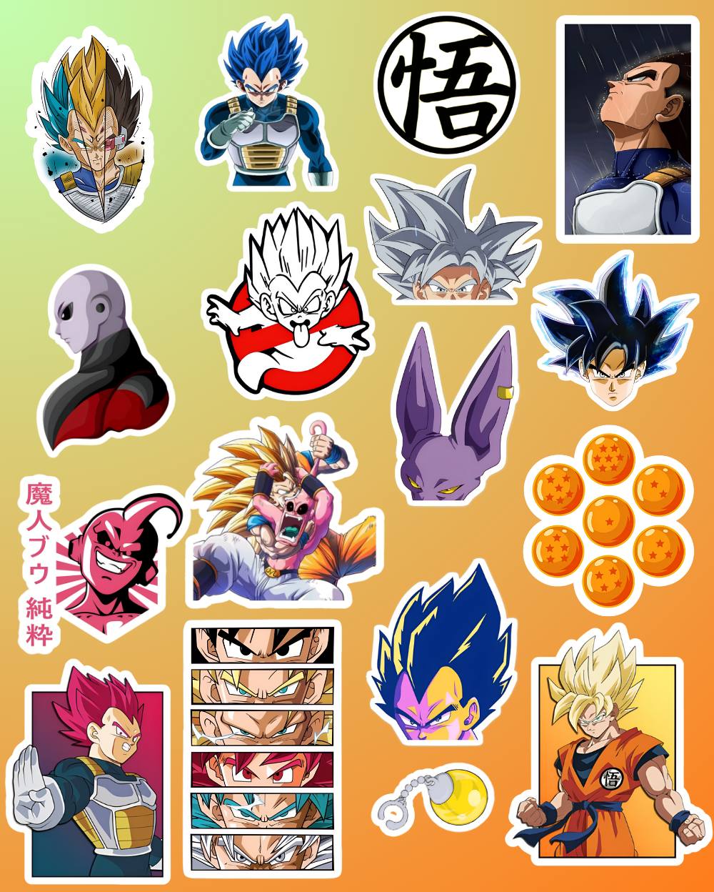 Dragon Ball Z Sticker Pack - 16 Stickers - The Sticker Project