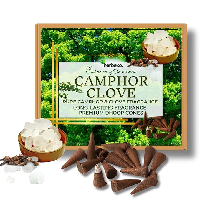 Natural Camphor & Clove Dhoop Cones for Pooja, Home Purification & Positive Energy, Long-Lasting Aroma