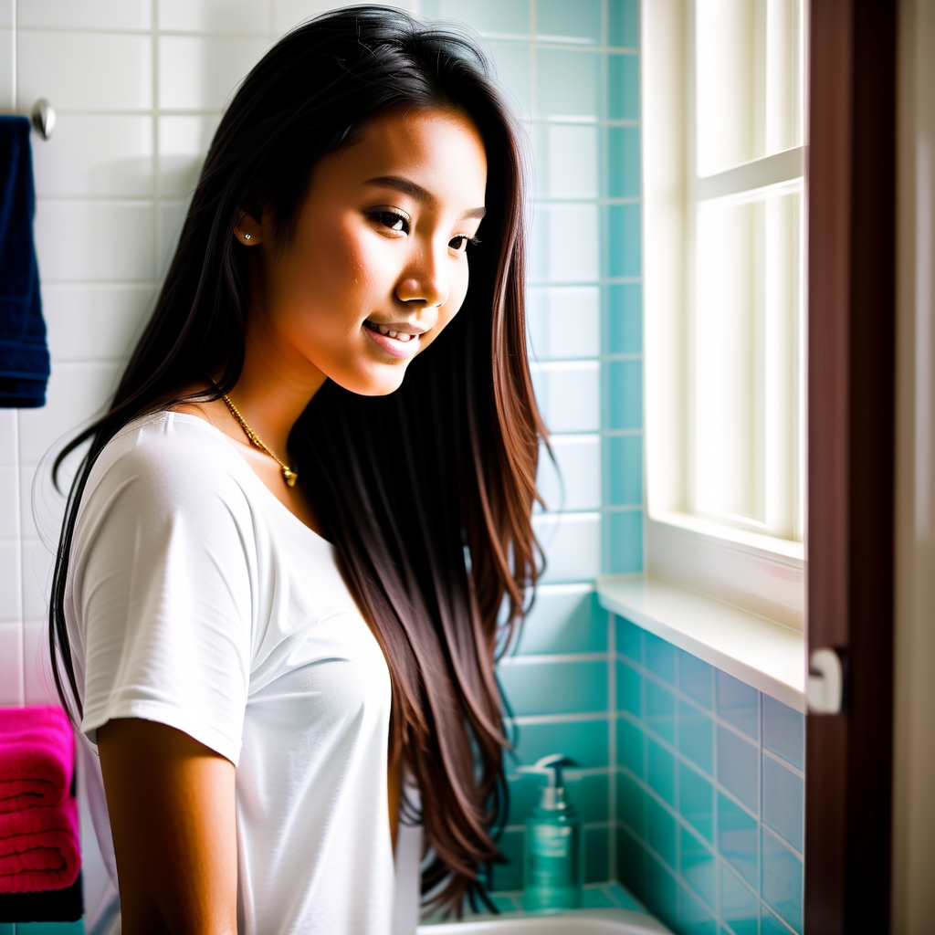 Beautiful model drinking a bottle of water. Filipina Student looking very stylish. Professional photography. Lifestyle image. In school.,illustration style,RAW photo