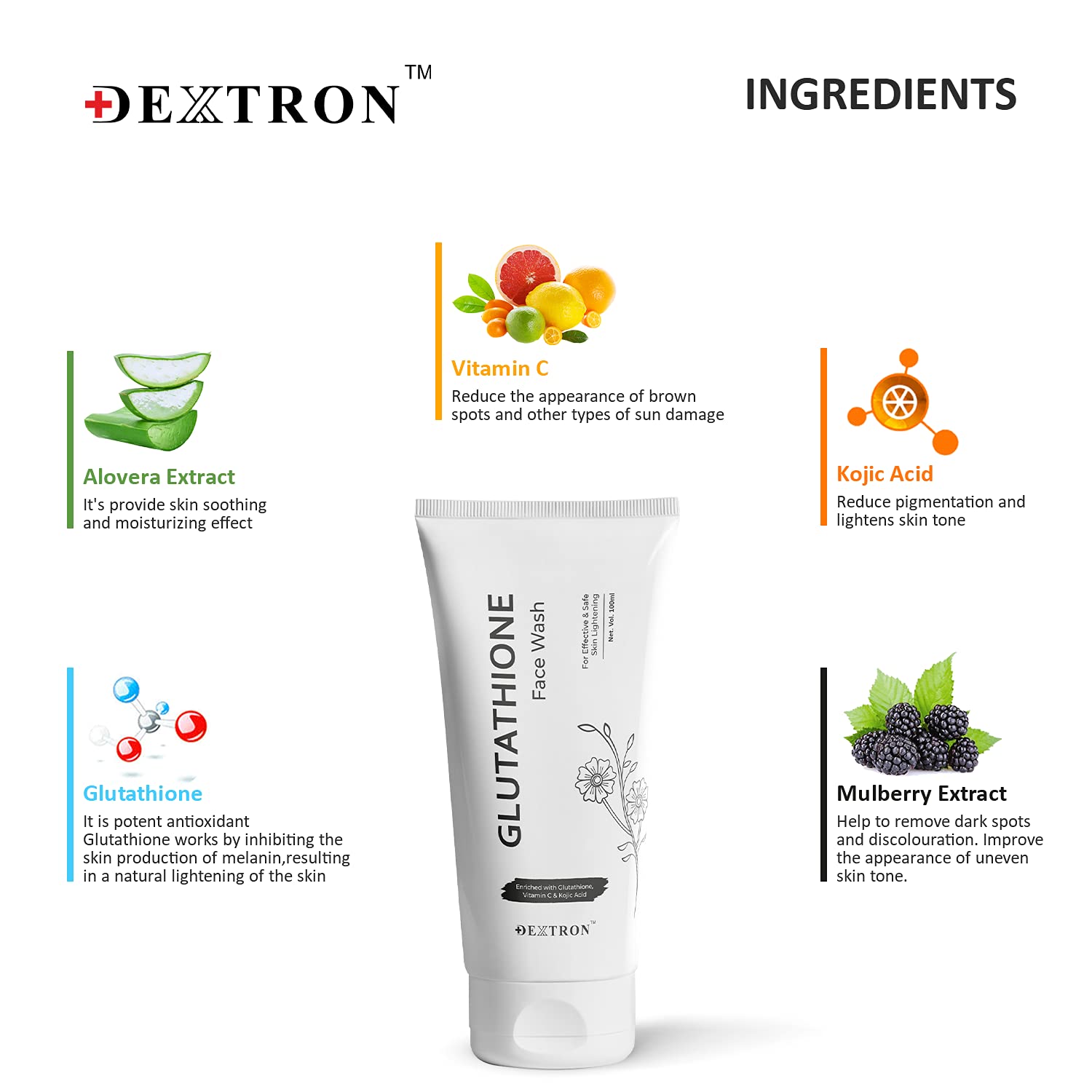 Dextron Glutathione Face Wash – 100ml