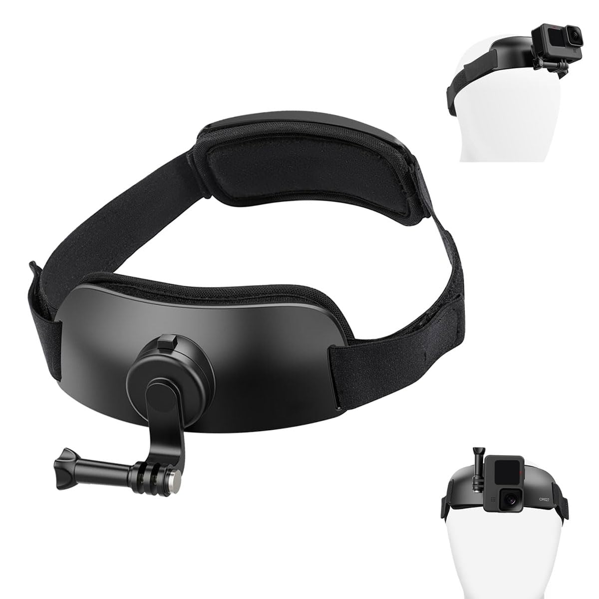 PHOTO MAX HeadStrap Mount for Action Camera, Adjustable Headband Compatible with GoPro Hero Series, DJI Osmo Action, Insta360 – Hands-Free for Sports, Travel & Vlogging (PM027 Head Strap Mount)