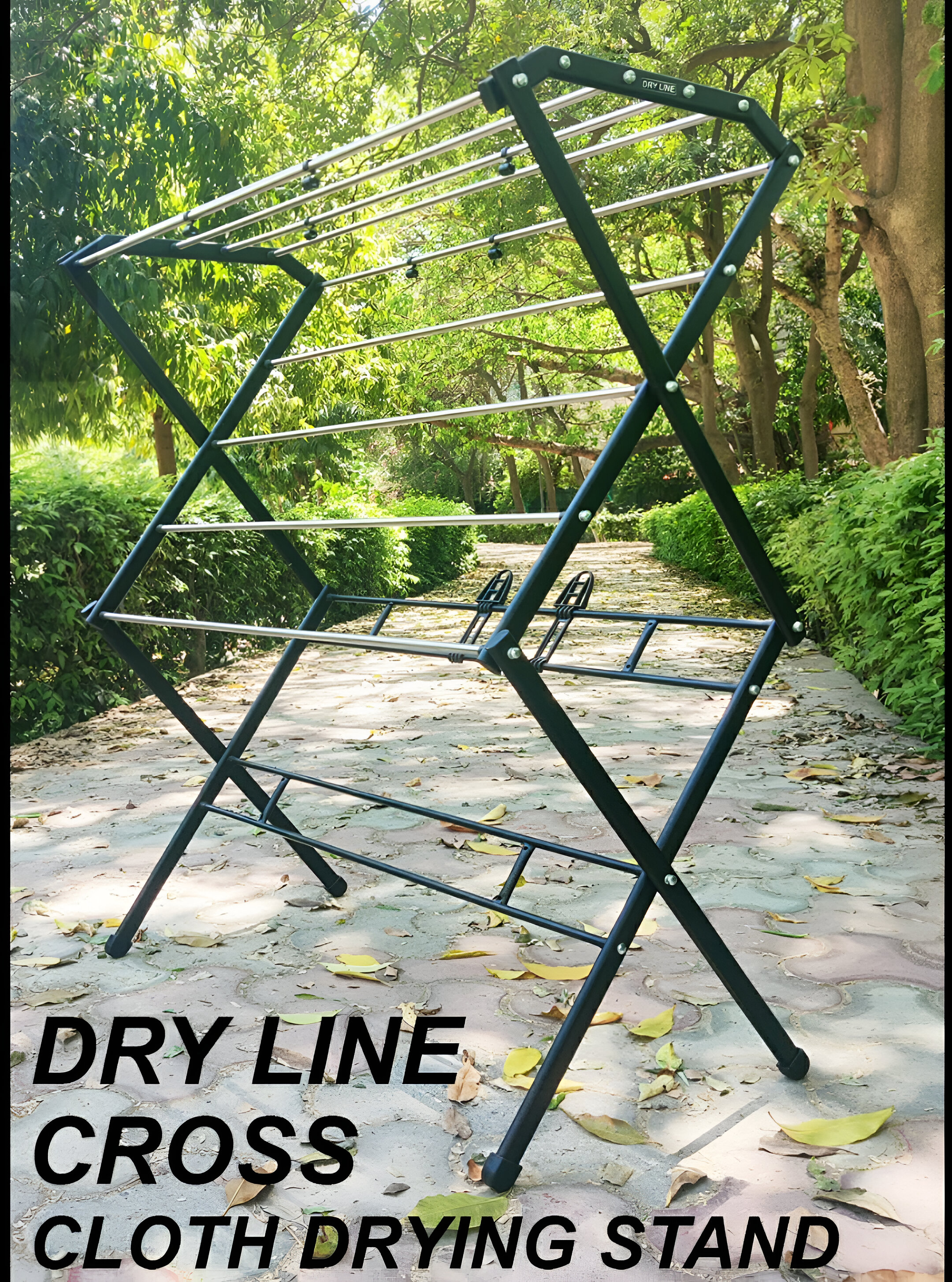 Cross folding cloth drying stand