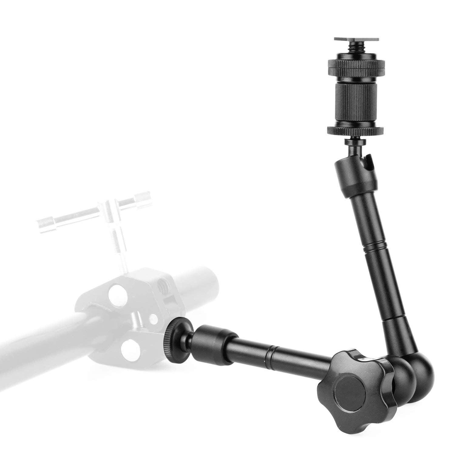 PHOTOMAX 11 inch Magic Articulating Adjustable Arm with 1/4" Tripod Screw Super Clamp for DSLR Camera, LCD Monitor, LED Lights, Flash Light, Microphone (11 inch Articulating Arm)