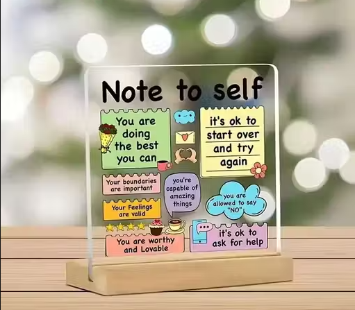 Acrylic Self-Love Reminder Desk Card - Motivational Office & School Decor,   5x4 inch