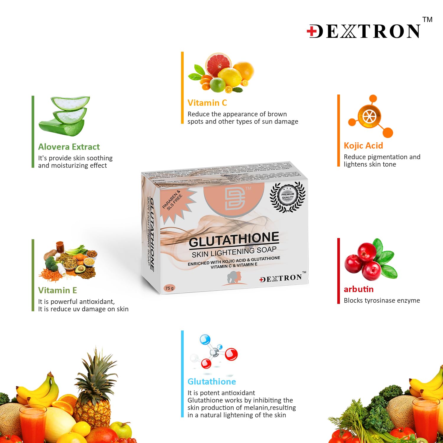 Dextron Glutathione Skin Whitening Soap – 75gm