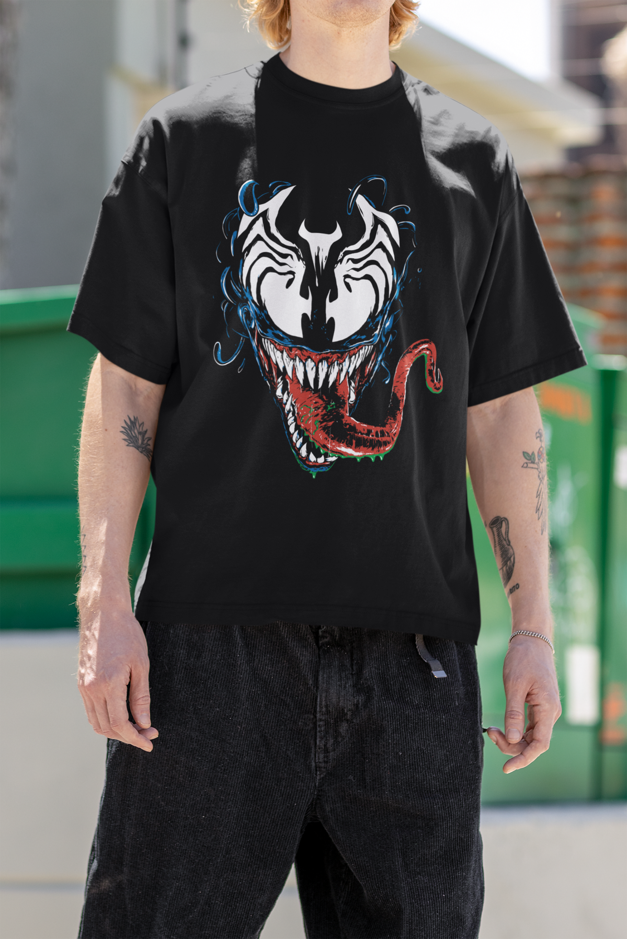 Men's Black Venom Graphic Oversized T-Shirt