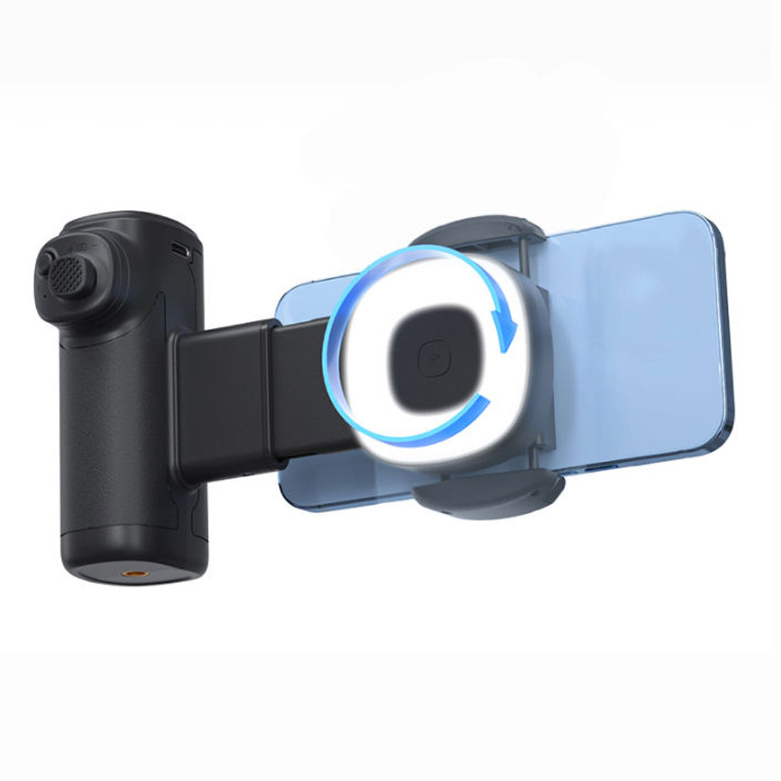 PHOTOMAX Single Axis Mobile Phone Stabilizer with Fill Light & Bluetooth Remote, Anti-Shake Photography Assistant, 3 Color Lighting Modes, Desktop Stand, Stable Grip for Video & Selfie