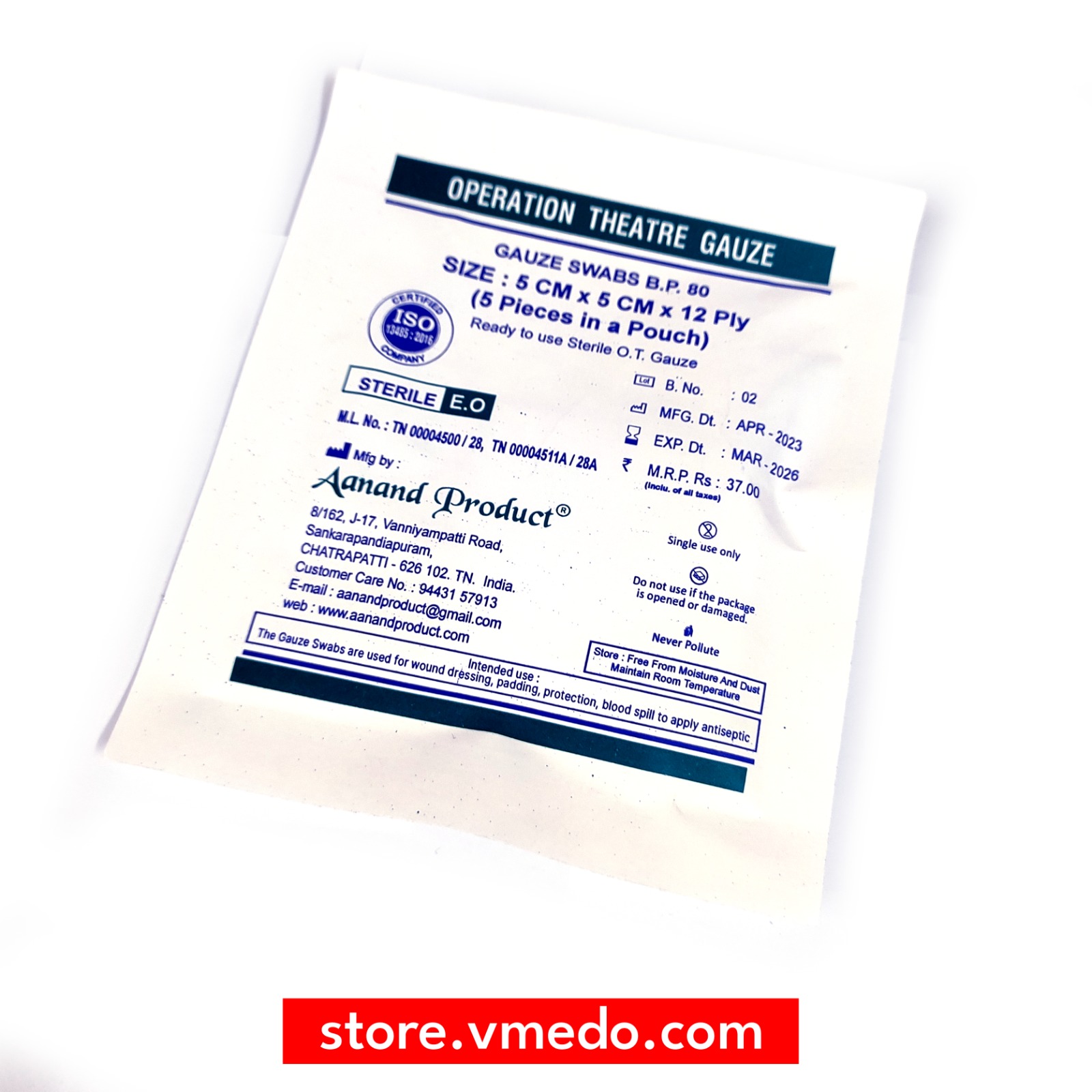 Gauze Swabs 5cm x 5cm (pack of 10) VMEDO Store