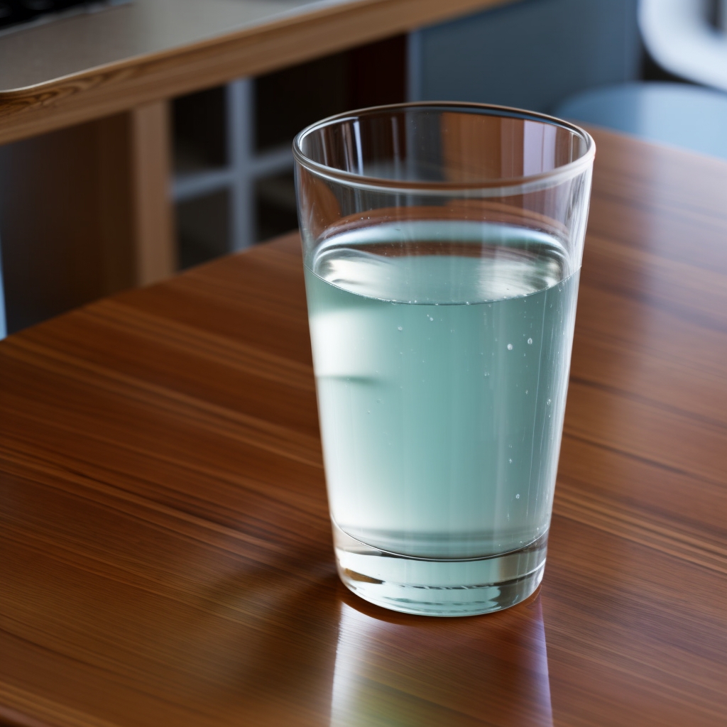 Image of a refreshing glass of water on a school desk. 