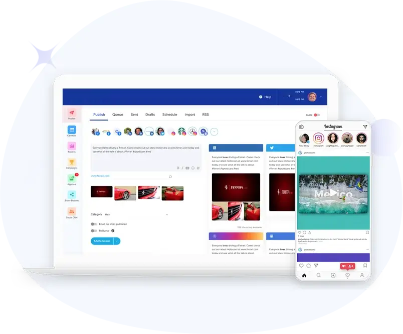 Social media analytics dashboard vibrant professional