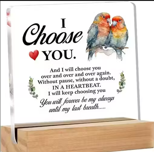 Romantic Gifts for Wife, Husband, Girlfriend, Boyfriend - Clear Acrylic Desk Sign, 5 x 4 Inches