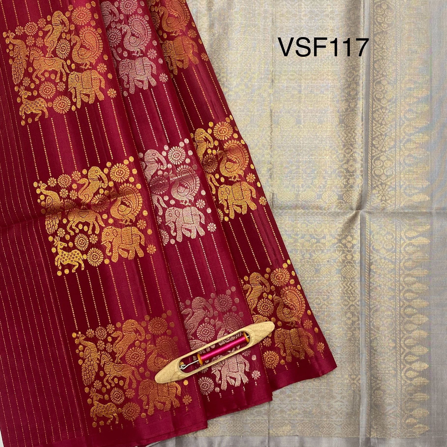 Semi Kanchipuram Silk Saree Yellow and Blue - Sri Arya Silks