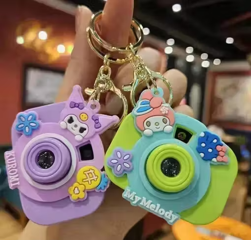 Cute Cartoon Camera Keychain | Kuromi & My Melody Character Design Keyring for Girls, Kids & Gifting