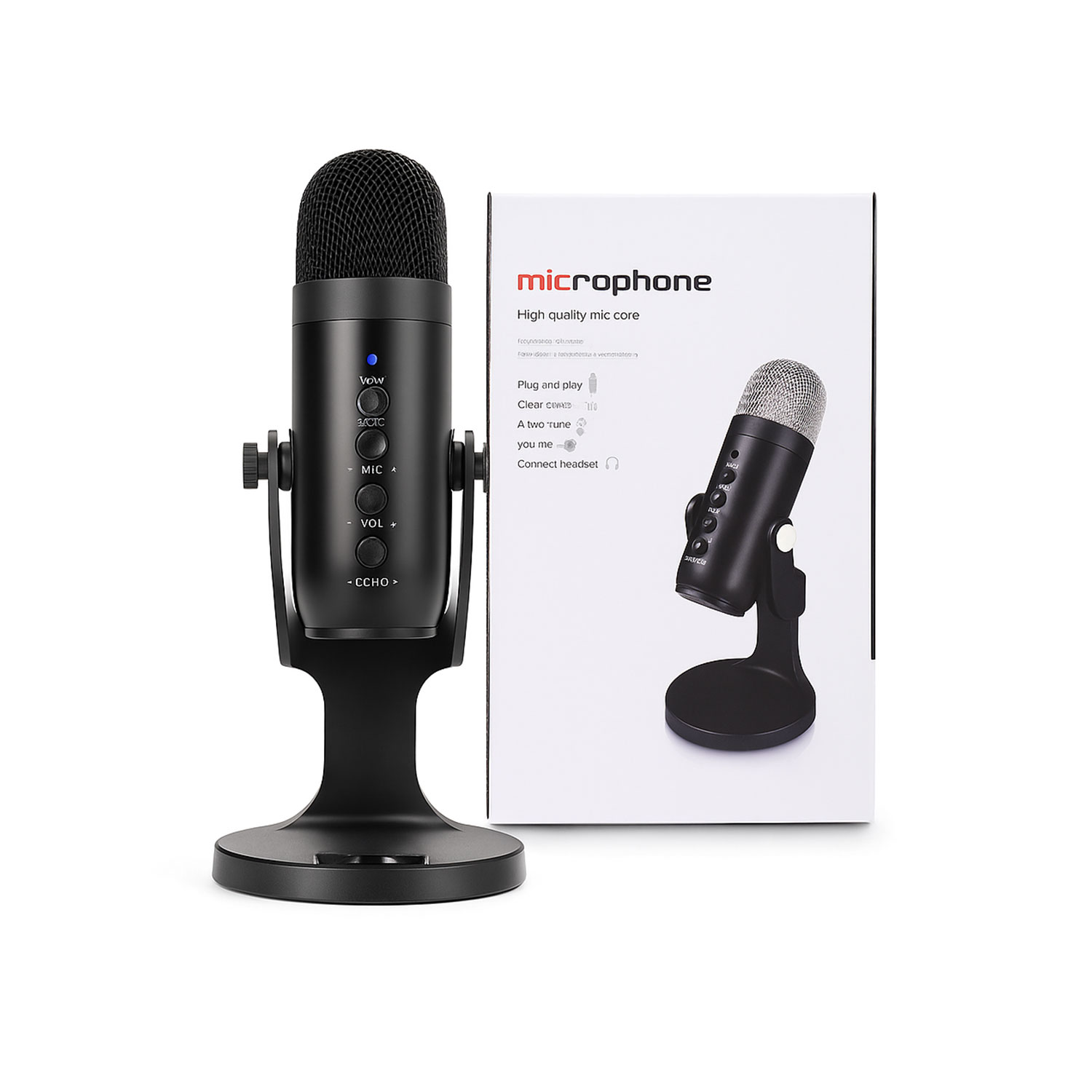 PHOTOMAX Pro Desktop Live Microphone – Plug & Play USB Mic with 360° Rotation, Low Noise, High Sensitivity – Ideal for Indoor & Outdoor Use, Streaming, Podcasting, Recording & Video Calls (Mic Knob)
