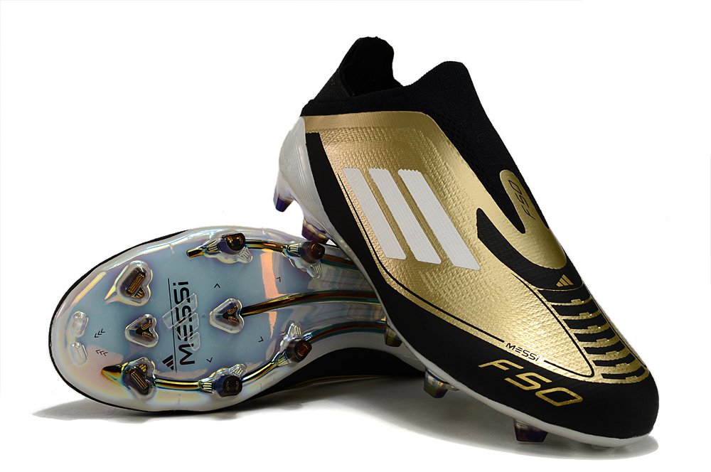 Adidas F50 FG Boot Laceless Messi Edition Gold & Black