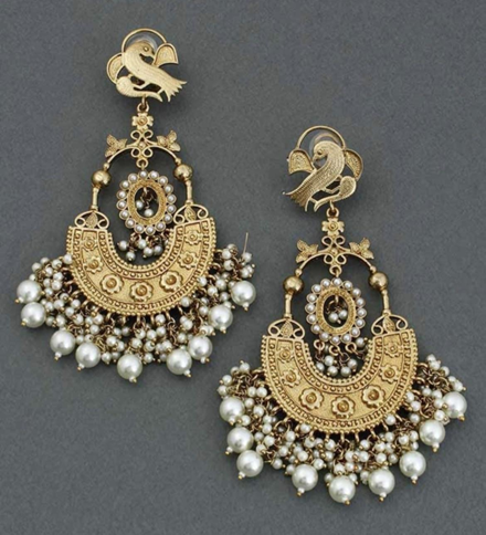 A pair of Alia Bhatt Panchee gold Earrings with pearls