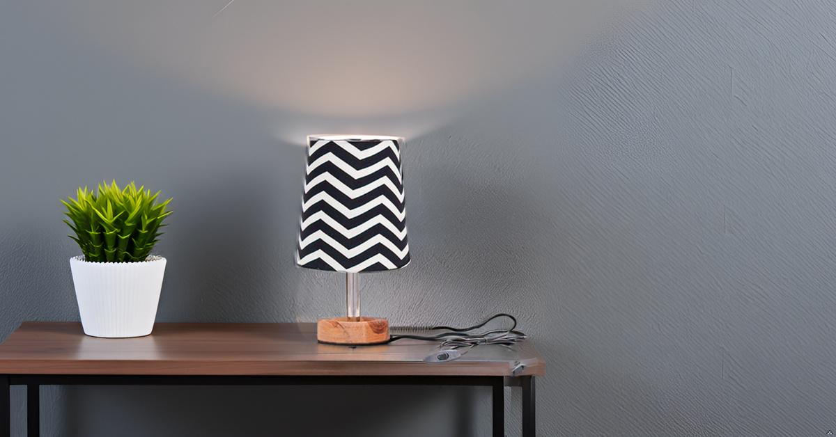 PineCraft Edra Table Lamp with Zebra Lampshade