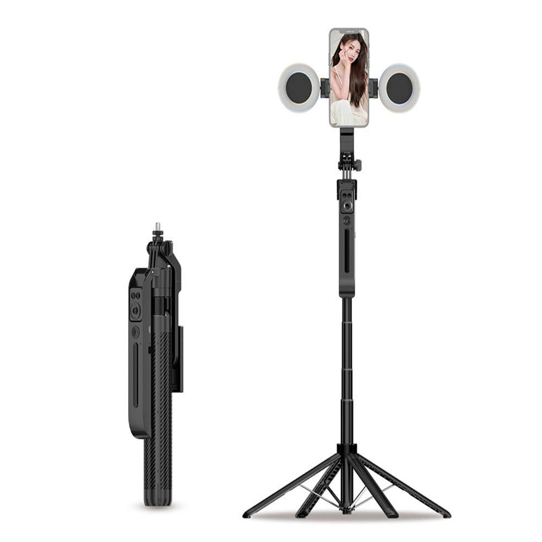 PHOTOMAX AI Auto Face Tracking Selfie Stick 1.8M Extendable Tripod, 360° Rotation, Anti-Shake Handle, Remote Control & LED Light (C12 Ai Tracking Selfie Stick)
