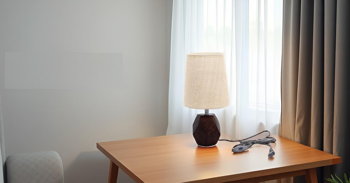 PineCraft Sefinn Table Lamp with Beige Lampshade