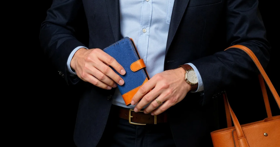 Accesorios Vivo V60 Denim and Leather Flip Cover showcasing its stylish design and premium materials.