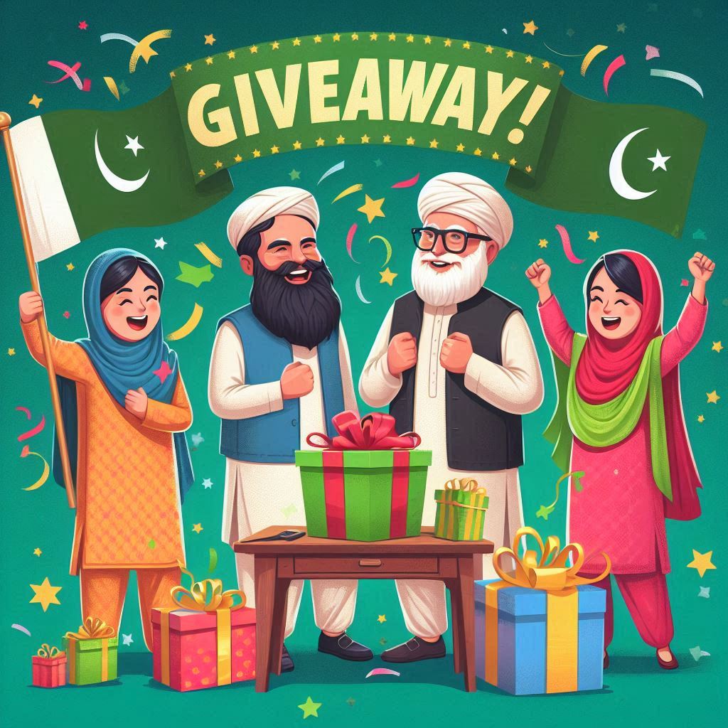 Pakistani people celebrating giveaway win