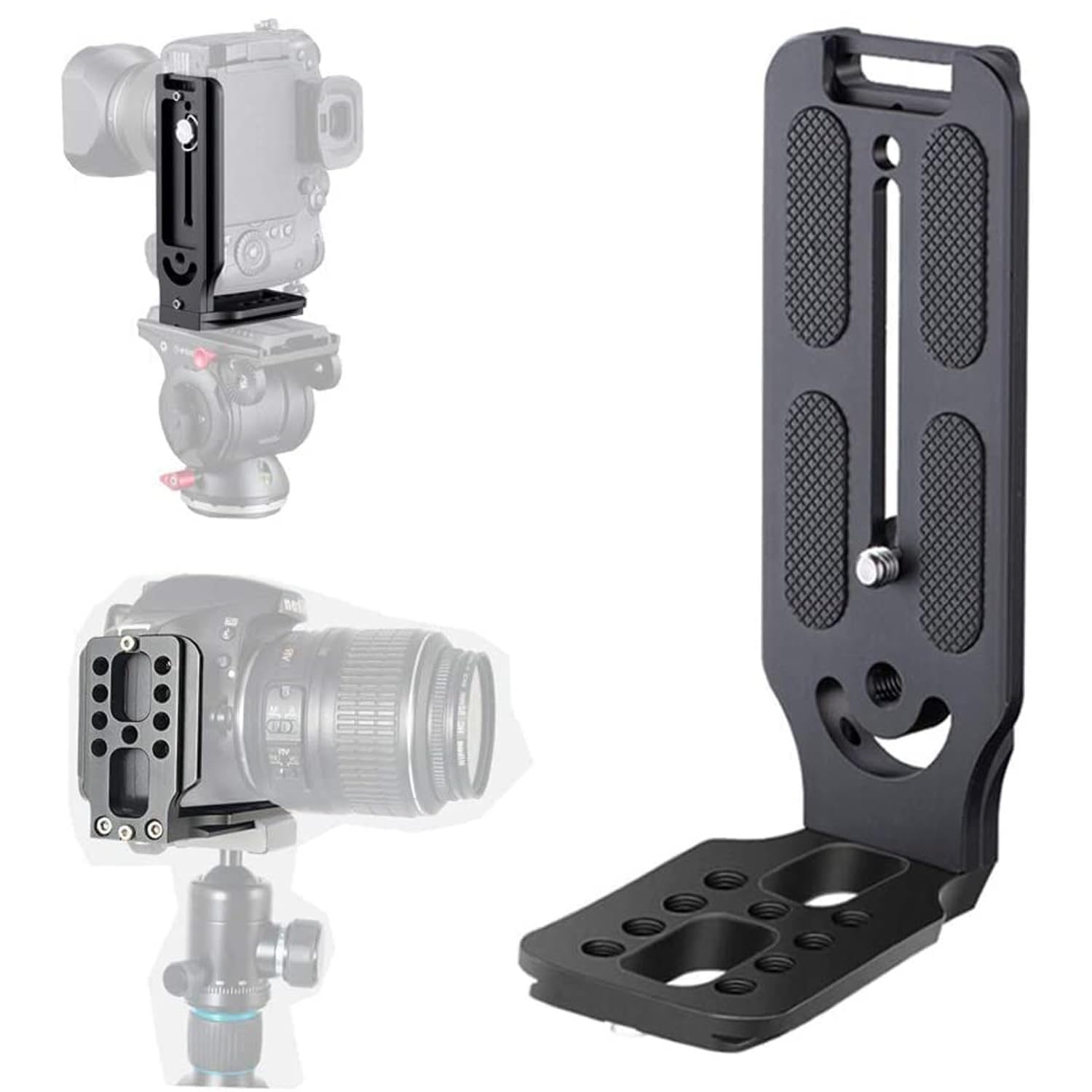 PHOTOMAX L-Bracket Camera Stabilizer, Dual Horizontal and Vertical Plate, Quick Release, Compatible with Nikon, Canon, DJI, Tripod and Monopod (Plate L-Bracket)